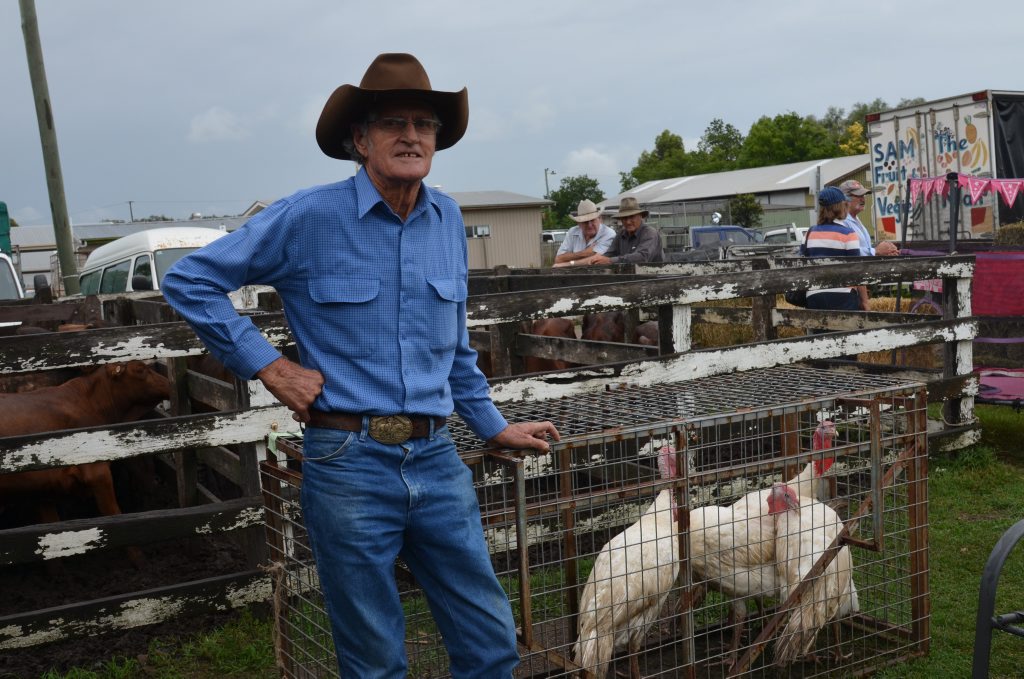Clive Littlewood from Nobby attending the last pig and calf sale of 2015, where the turkeys he kept as chicks were up for sale. 